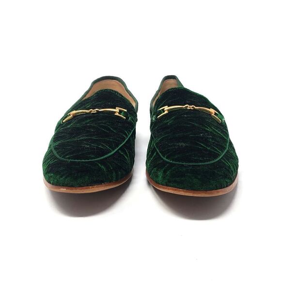 Sam Edelman Loraine Loafer Slip On Emerald Green Textured Velvet Shoes - Picture 5 of 8
